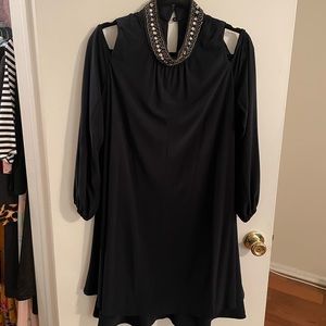 X by Xscape Cold Shoulder Navy Blue Dress- Size 16